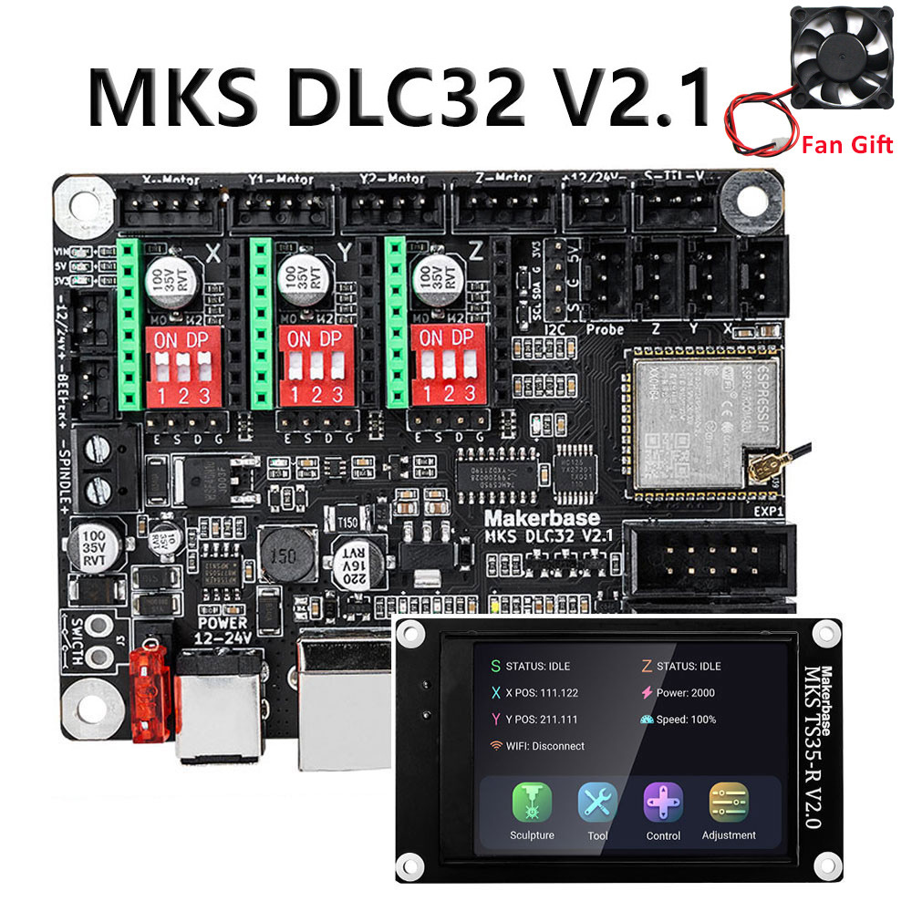 Makerbase MKS DLC32 V2.1 Pengendali Offline 32bit ESP32 WIFI GRBL Layar Sentuh TFT untuk Desktop Mes