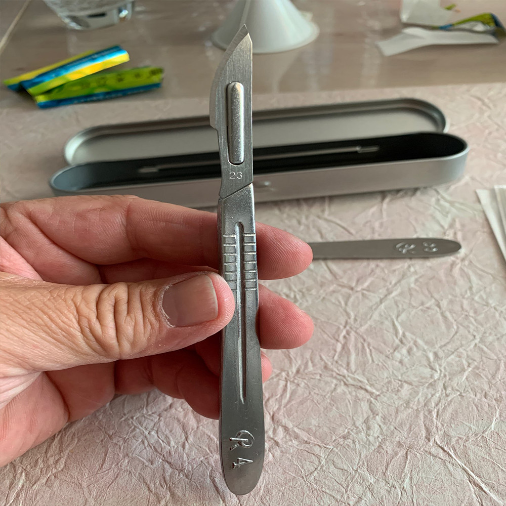 11 #23 # Baja Karbon Pisau Bedah Bedah Pegangan Logam DIY Alat Pemotong Tangan PCB Perbaikan Pisau H