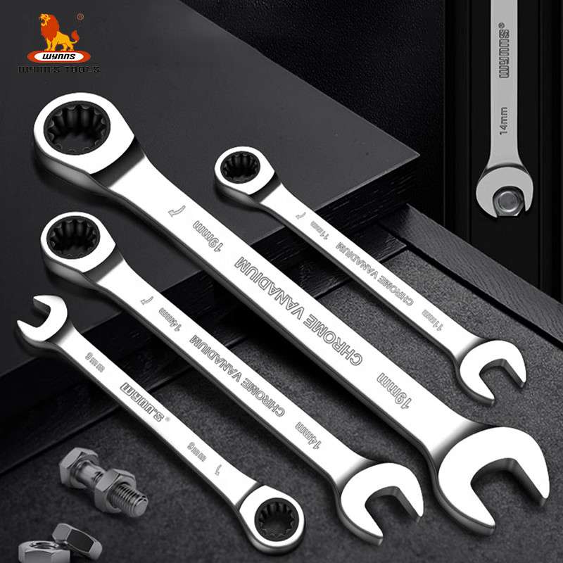 WYNN'S Set Kunci Pas Ratcheting Metrik Presisi untuk Industri Rumah Alat Tangan Perbaikan Mobil Alat