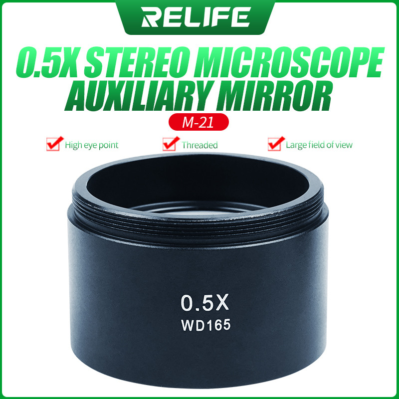 RELIFE 0.5X 0.7X Trinocular Mikroskop Stereo Lensa Tambahan Lensa Kaca Objektif untuk Bagian Mikrosk