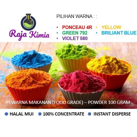 

[PREMIUM] PEWARNA MAKANAN HALAL - POWDER - 100 GRAM