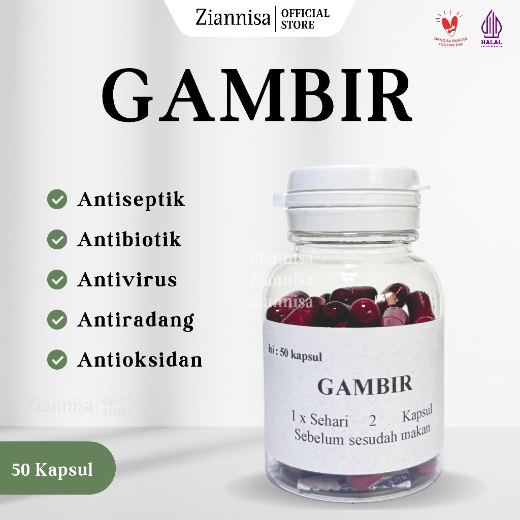 Gambir Kapsul - Obat Herbal Alami Mengatasi Maag Asam Lambung Gerd Tukak Lambung Radang Usus Dll.