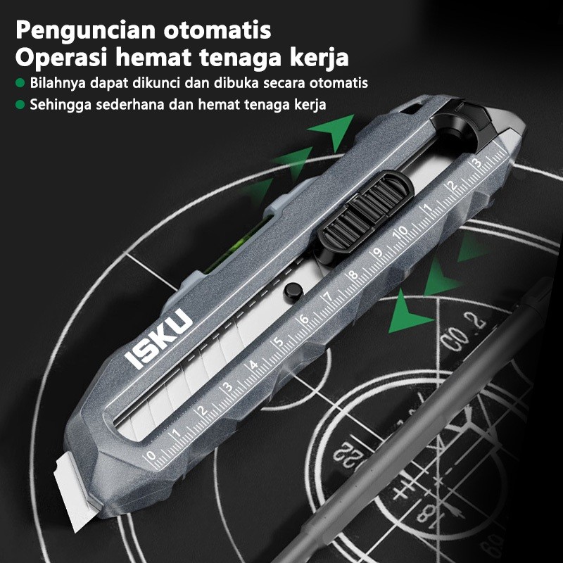 

PISAU CUTTER MULTIFUNGSI PADUAN ALUMINIUM/KNIFE CUTTER KNIFE AUTO LOCK CUTTER SK5 BAHAN