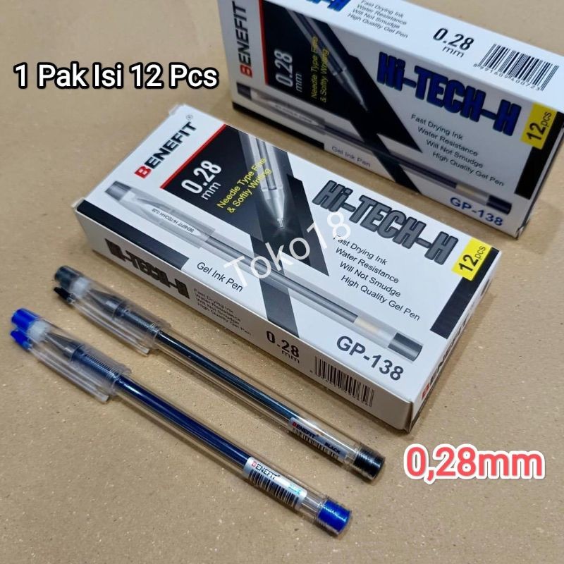 

1 Pak Pulpen Hitech 0,28mm Benefit(Isi 12 Pcs) / Pulpen Hii-Tech