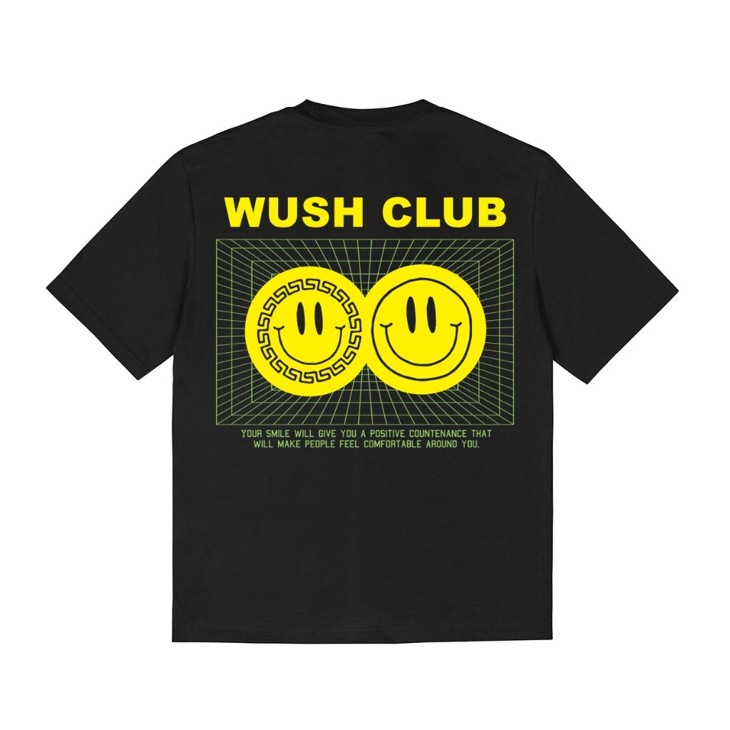 【Ori】Wush club 30s T shirt Baju Kaos Distro Pria Wanita Streetwear Terbaru Cotton Combad SMILE HITAM
