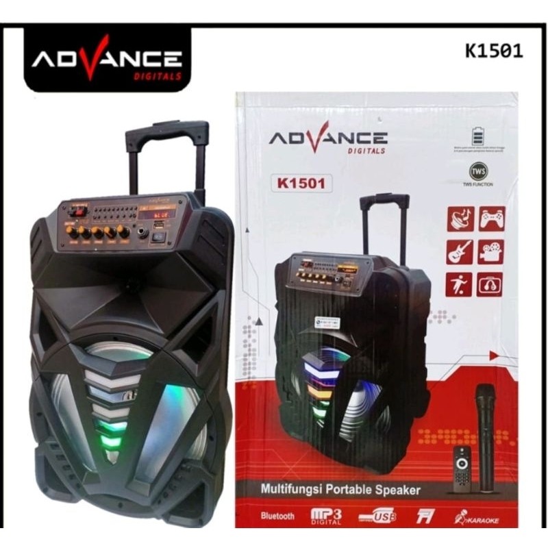 Mex - Speaker Bluetooth Advance K1501, K1201 Aktif Speaker 15inch dan 12inch + Mic Wireless Speaker