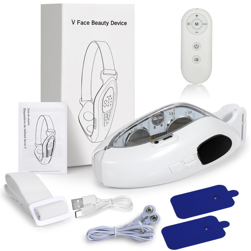 Face Lifting Device Led Photon Therapy Vibration Facial Massager Face Slimming Double Chin Removal V