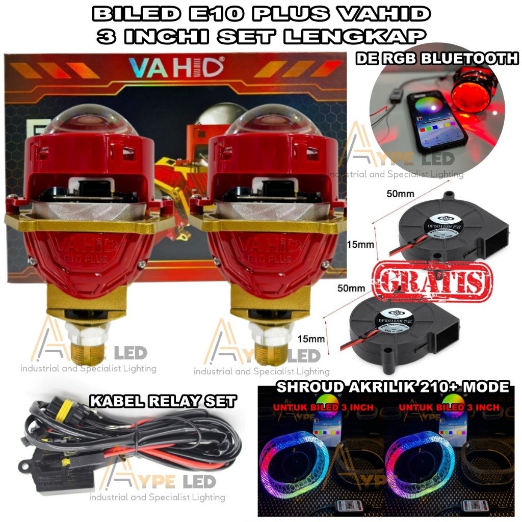 Bilens Biled Projector Vahid E10+ Plus 3 inch Pule Pum Lens Biled Vahid E10 68 WATT Pum