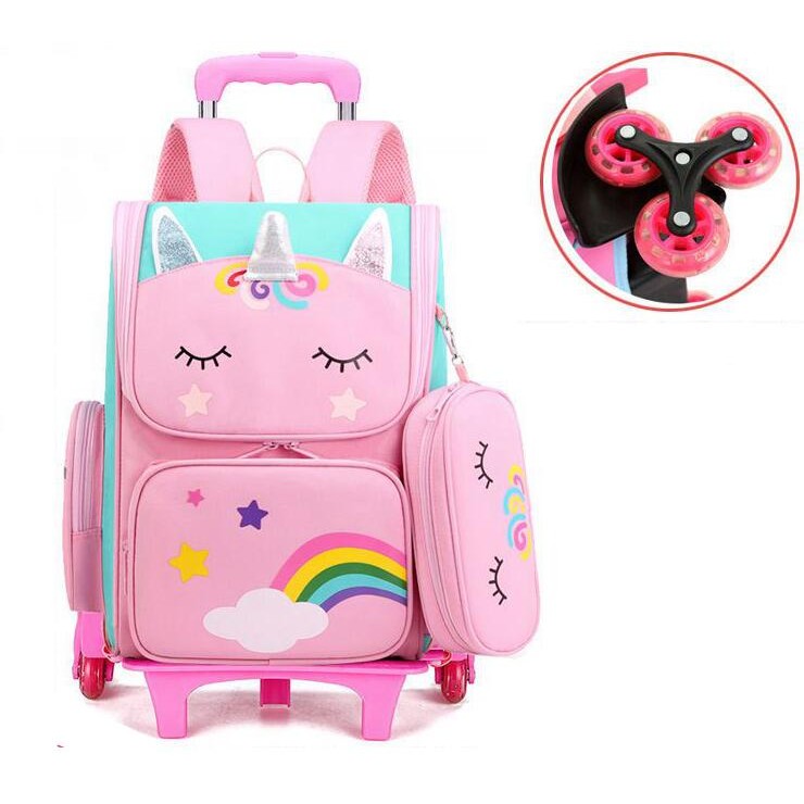 Sool Wheeled Backpack Bag Set For Girls Trolley Bag With Wheels Sool Rolling Backpack Bags Kids