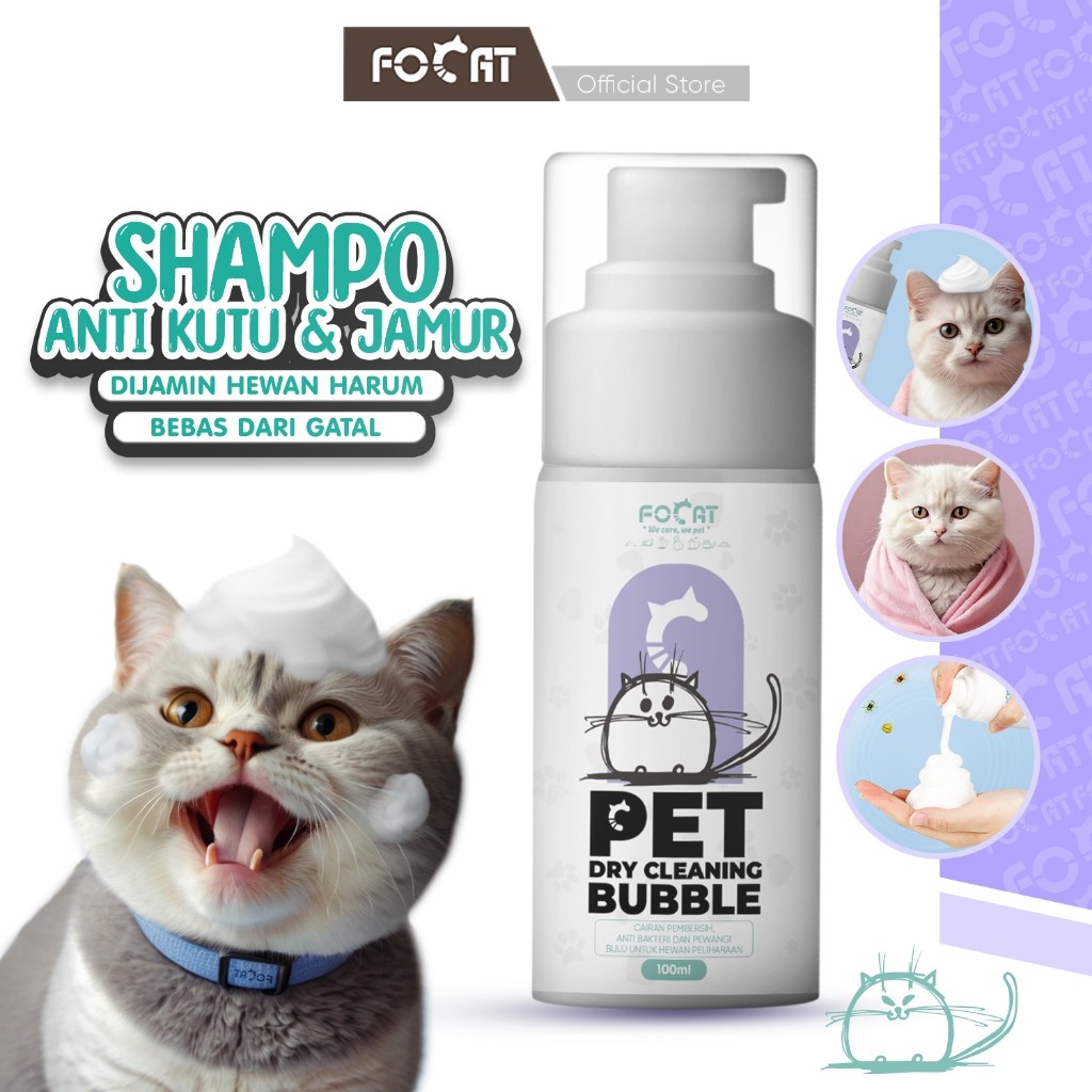 FOCAT PET DRY SHAMPOO/SAMPO PEMBERSIH HEWAN PELIHARAAN 100ML N10 SAMPO HEWAN TANPA BILAS