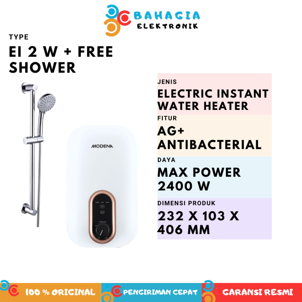 Modena EI 2 W Water Heater Instan Gratis Shower