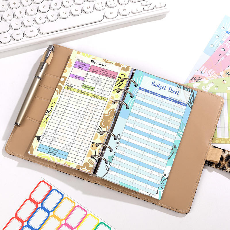 

A6 Leopard Print Loose Leaf Cover Plan Book Binder 6 Holes Cash Budget Binder Notebook Office