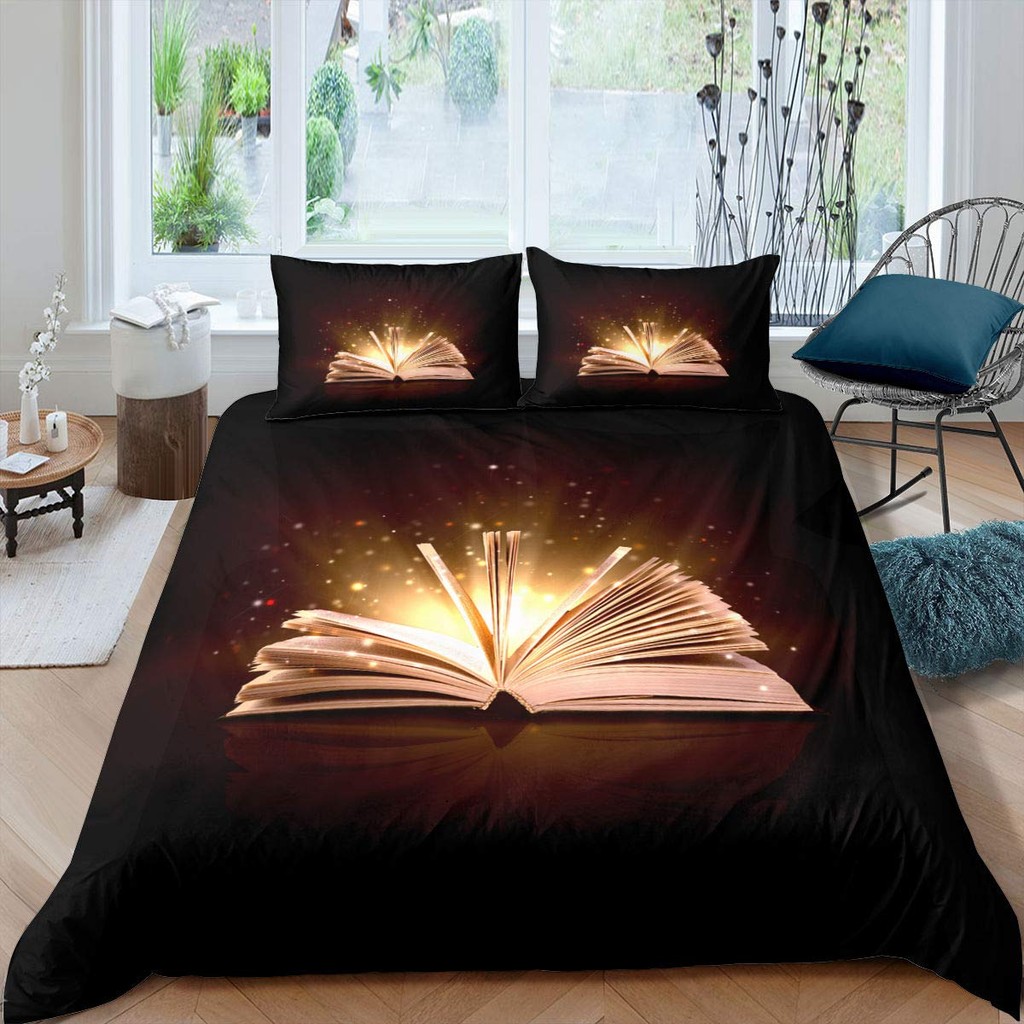 

Books Lovers Gift Duvet Cover Set Full Size,Readers And Literary Lover Bedding Sets,Vintage