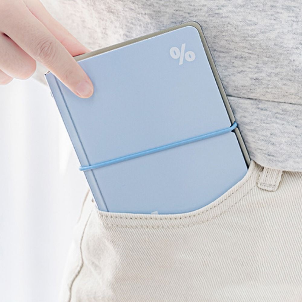 

44 Sheets Mini Pocket Notebook Mini 6 Ring Loose Leaf Portable Handbook Waterproof Cover White Blue