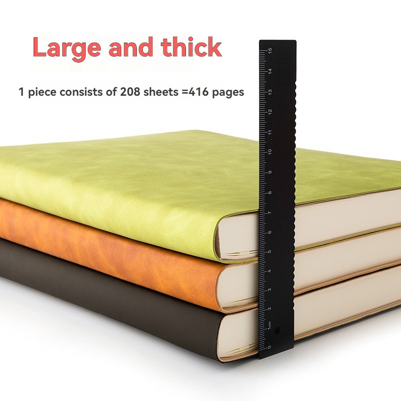 

416 Pages A4 Journal Notebook Pu Leather Soft Cover 100 Sheets Cornell Note Book Horizontal Line