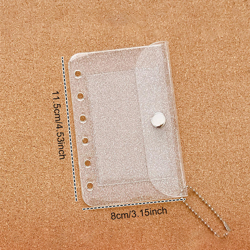 

Ins M5 Five Holes Loose Leaf Card Holder Case Pvc Transparent Glitter Storage Bag Note Book Inner