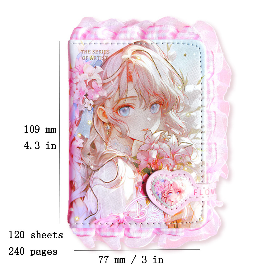 

Mini Cartoon Girl Notebook Portable Small Book Cute Pocket Note Soft Leather Notepad Magnetic Buckle