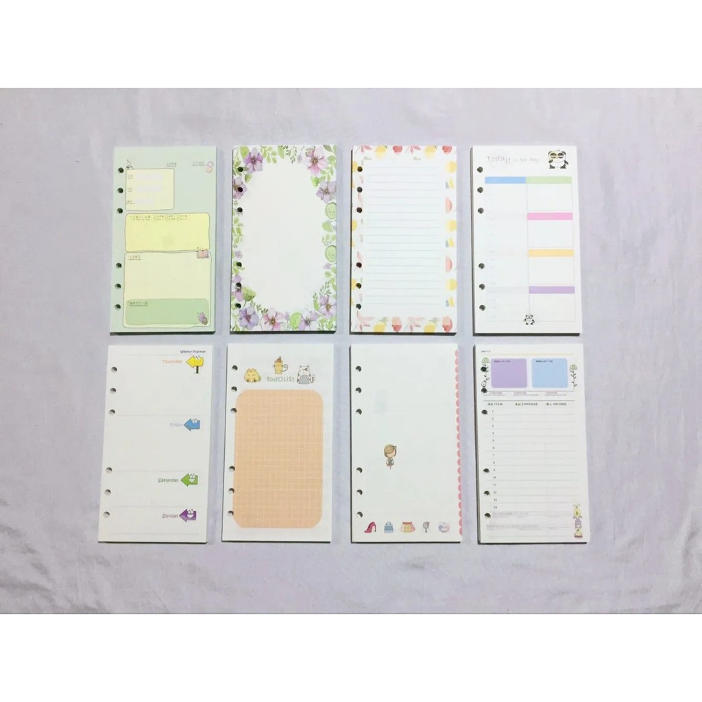 

A7 Colorful Loose Leaf Notebook Refill Spiral Binder Inner Page Weekly Monthly To Do Line Grid