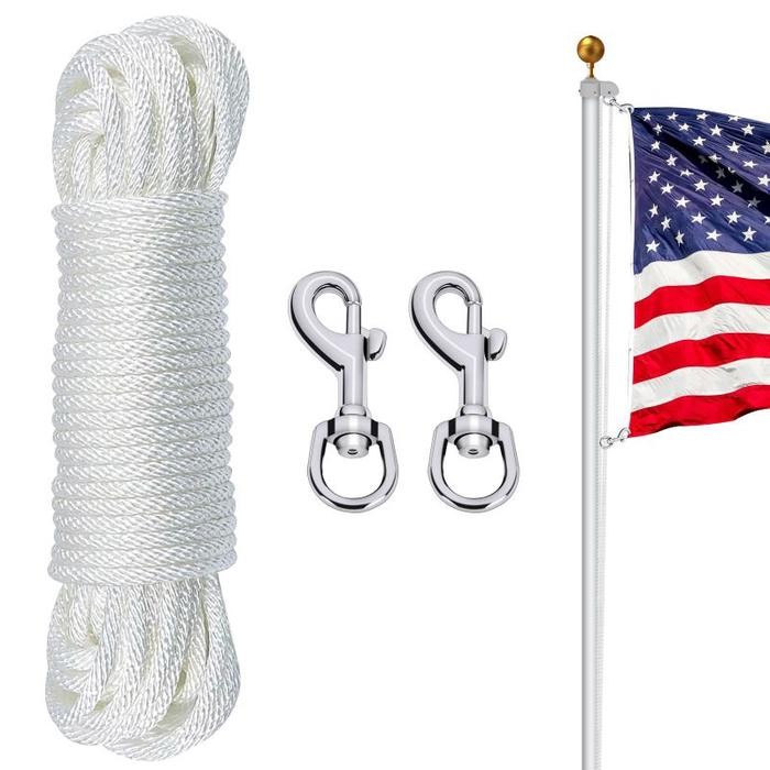 

Flagers - Tali Tiang Bendera Padat 8 Mm Panjang 20 Mtr Dengan Pengait