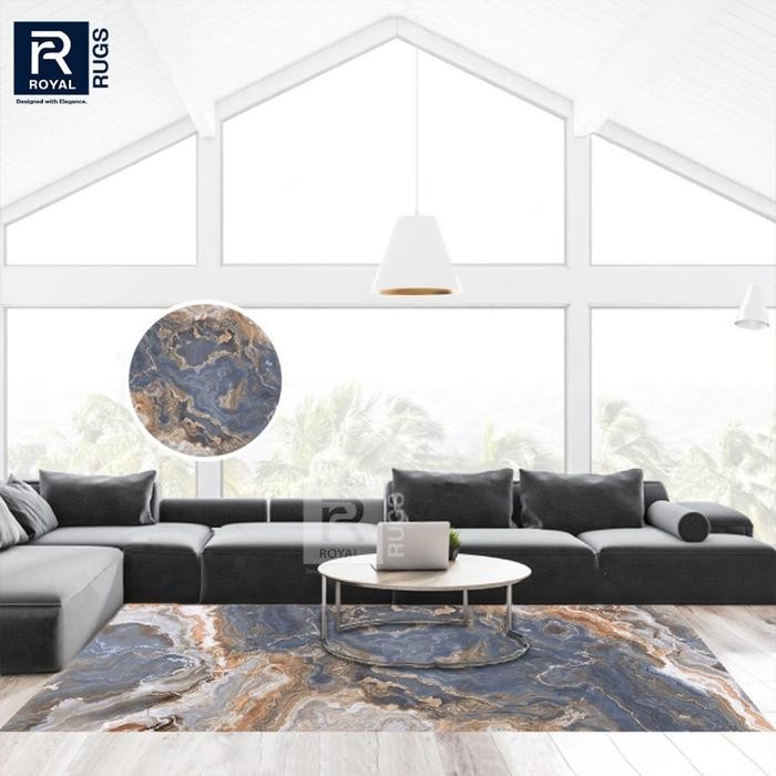 Karpet Lantai Ruang Tamu 150X200 cm Marmer STONE Carpet Benang Aesthetic Ambal Lantai Karet By Royal