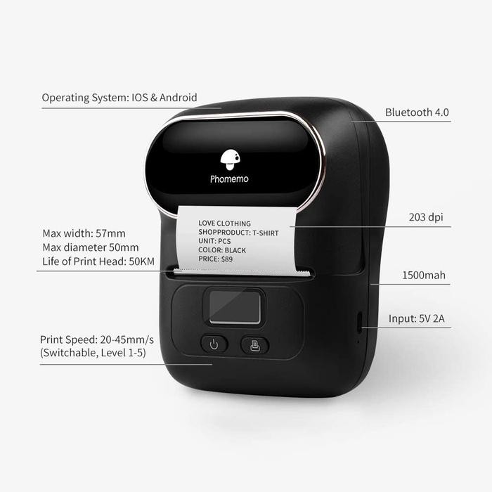 Phomemo M110 Bluetooth Wireless Thermal Label Printer Maker