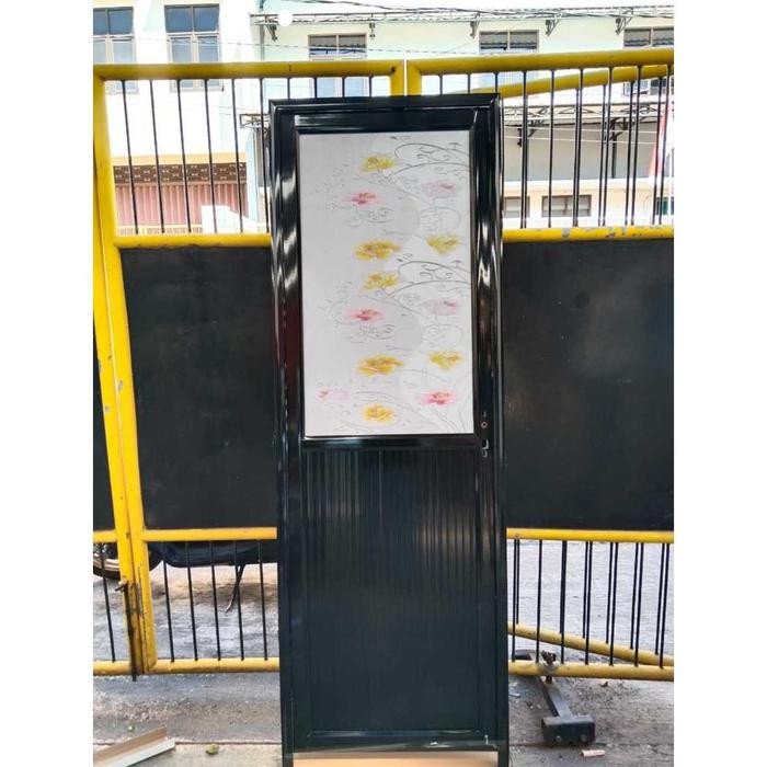 NEW PRODUCT PINTU KAMAR MANDI ALUMINIUM RUMAH MINIMALIS MODERN MURAH HITAM KACA CERMIN 200X70 CM