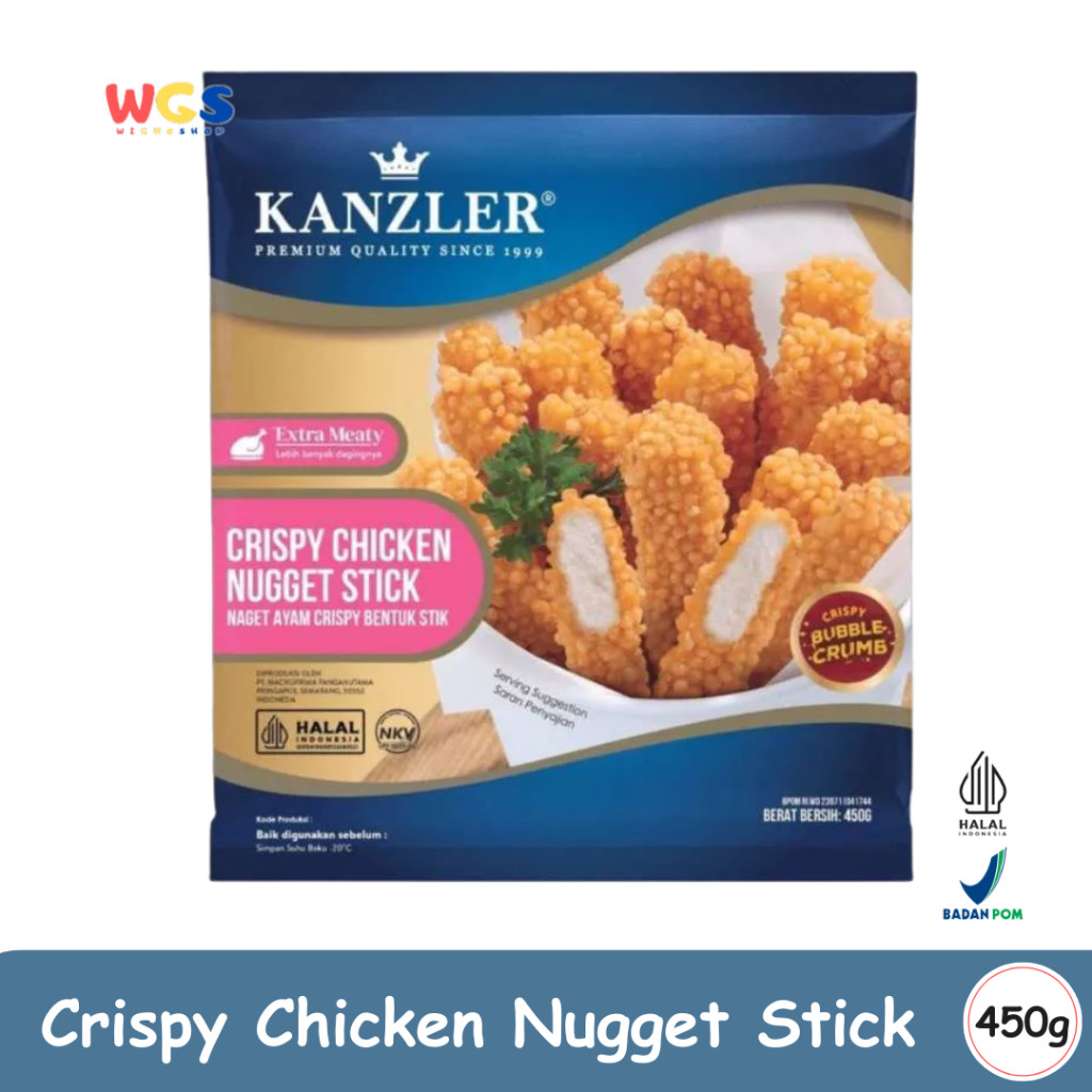 

READYY! KANZLER Crispy Chicken Nugget Stick 450g Nugget Ayam Premium Bentuk Stik, Renyah dan Extra