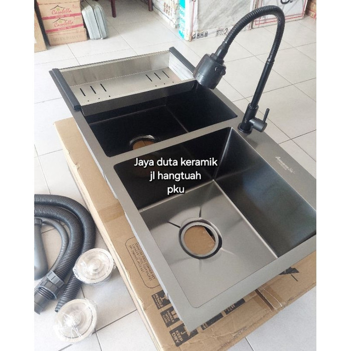 Kitchen sink Black 2 lubang/ Bak cuci piring hitam 2 lubang Merk Ameritech [TERLARIS]