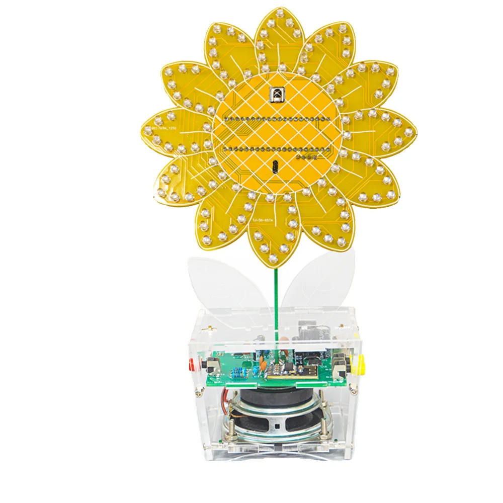 NEW DIY Sunflower Bluetooth Speaker LED running light Remote Control DIY Electronic Kit Fabrication 