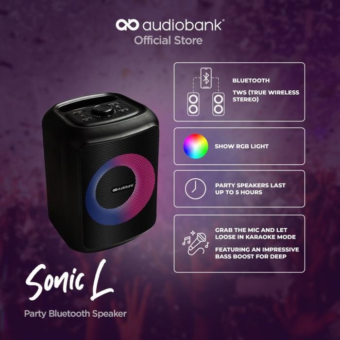 Diskon Audiobank Sonic L Speaker Aktif Bluetooth With Aux In Stereo 3.5Mm Jack Mic In 6.35Mm Wired