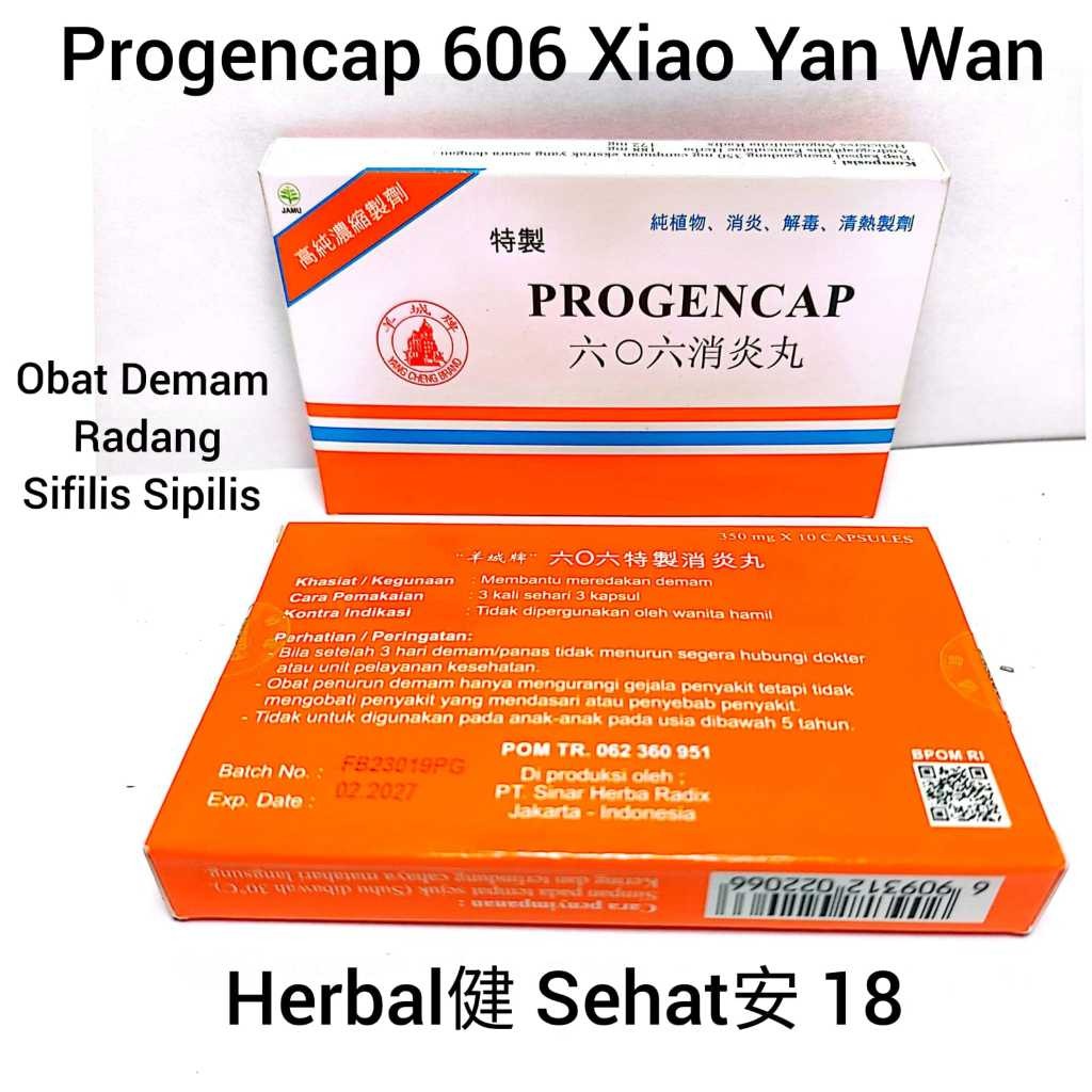 

Progencap Specific 606 Xiao Yan Wan 10 Kapsul - Obat Demam Radang Sifilis Sipilis [PREMIUM]