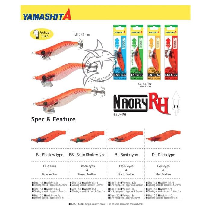 PREMIUM Yamashita Naory RH 1.5 1.8 2.2 Shallow Basic Deep Egi Eging Umpan Cumi