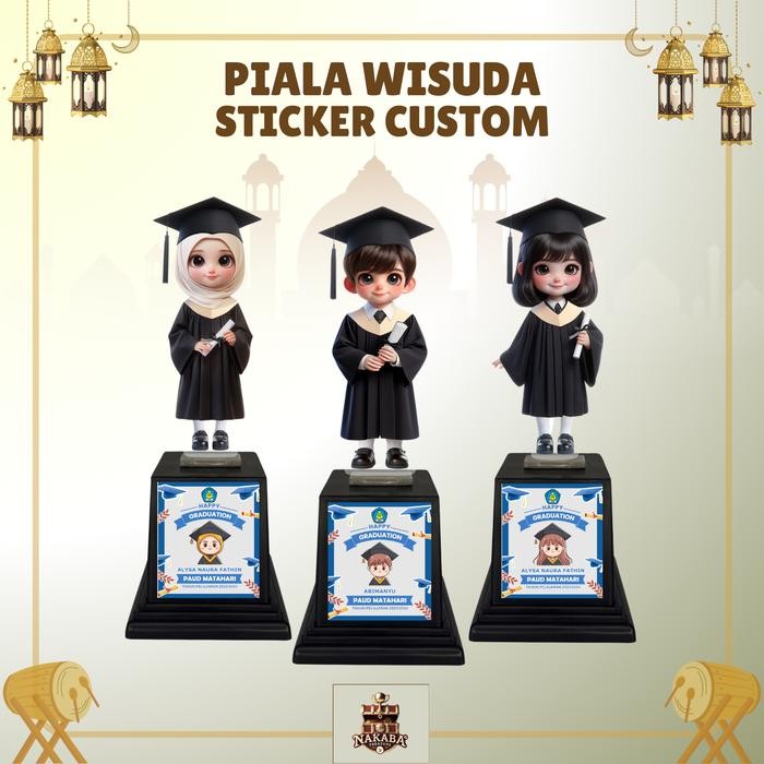 PREMIUM Piala Akrilik Wisuda Sticker Custom Untuk Kelulusan Paud Tk Sd Smp Sma