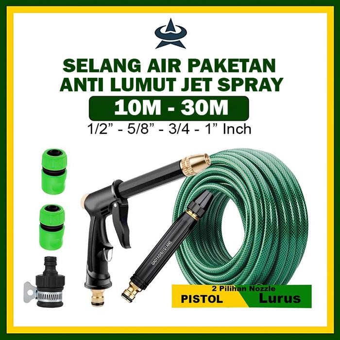 PREMIUM GEMUK Paket Selang Air 30 Meter 1/2 5/8 3/4 inch Selang Air Cuci Motor Selang Benang Anti