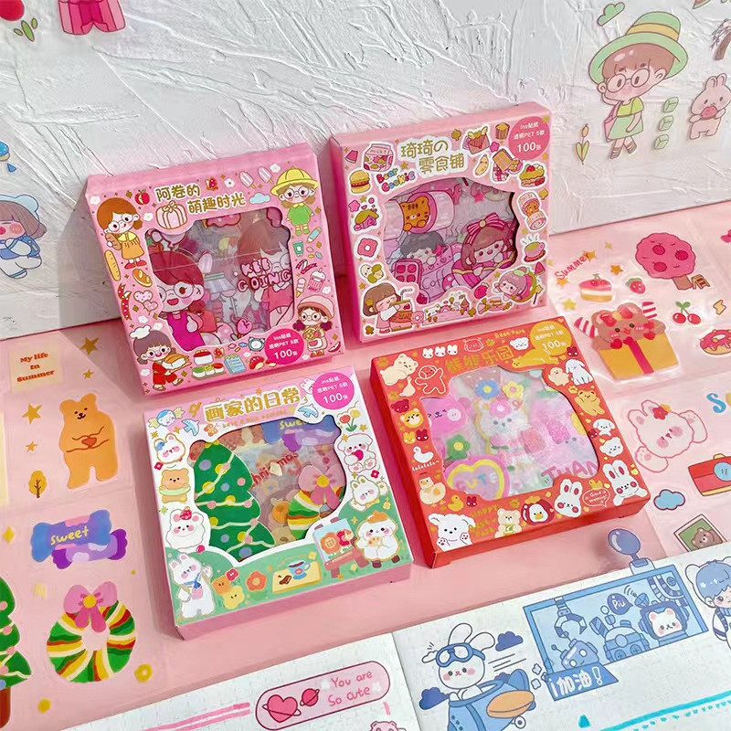 

(Cod) Isi 100 Lembar Stiker Anti Air Box Kecil Lucu Senmu - Sticker Waterproof Aesthetic