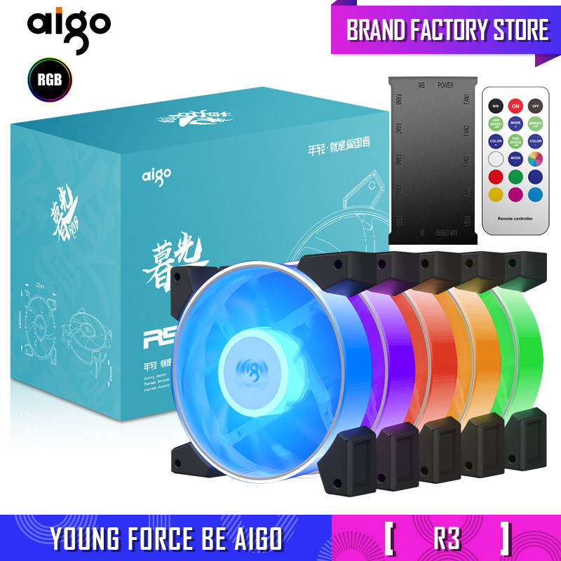 Aigo Baru 4pin12v Aura Sync Rgb Fan pack 120mm Led Pc Komputer Desktop Kasus Fan Tenang Cpu Cooler P