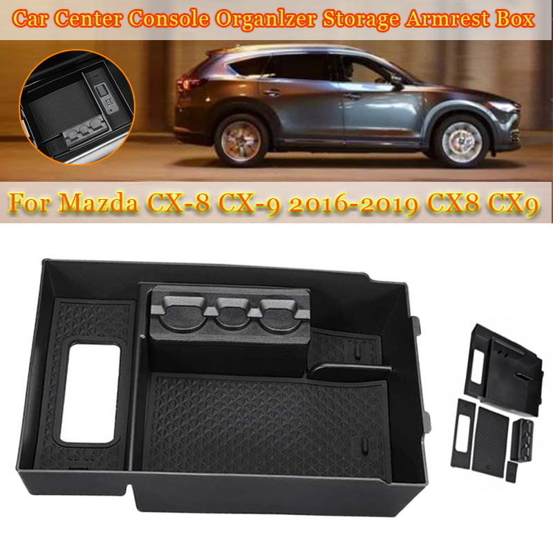 Kotak Sandaran Tangan Pusat Mobil untuk MAZDA CX-8 CX-9 2016-2019 CX8 CX9 Aksesori Interior Organize