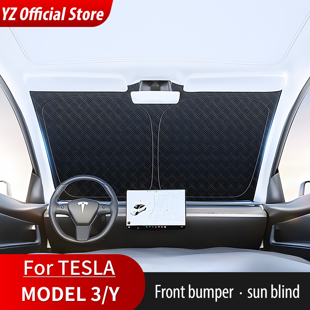 YZ untuk Tesla Model Y 3 2016-2023 Penutup Naungan Jendela Depan Mobil Pelindung Matahari Atap Kaca 