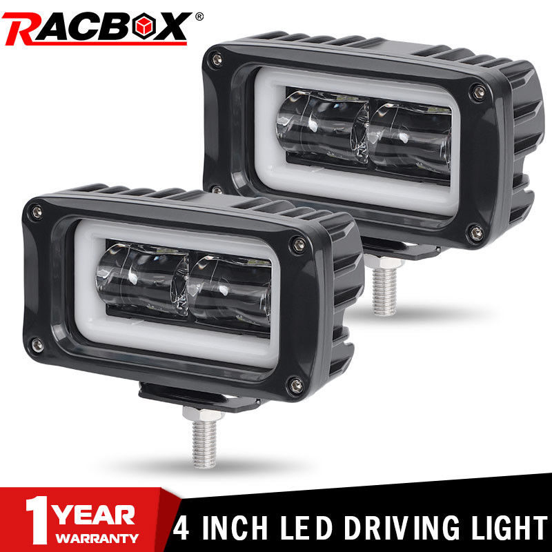 Lampu Depan Sepeda Motor Led 8D 4 "Lampu Depan Led Mata Malaikat Putih Lampu Kabut untuk Skuter Moto