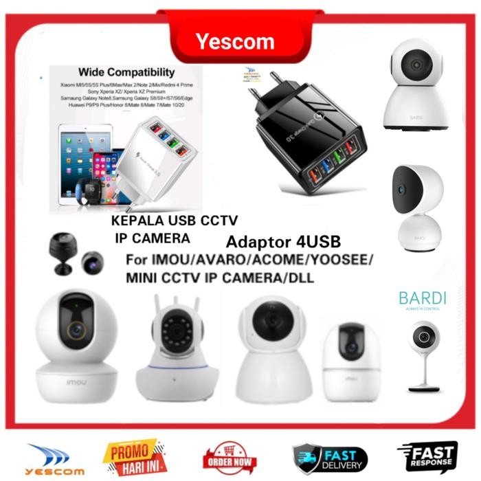 CHARGER 4 USB / BATOK KEPALA CHARGER FOR CCTV IP CAMERA/GADGET/DLL
