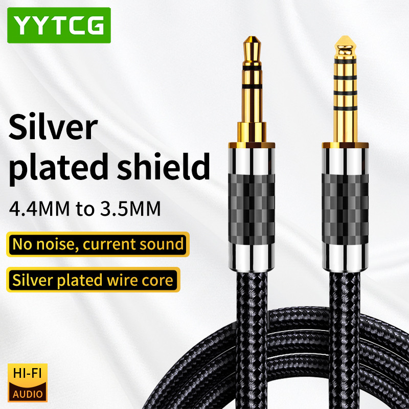 YYTCG Hifi 4.4mm to 3.5mm Audio cable silver plated 4.4mm Balance to