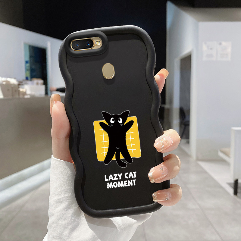 Casing Untuk OPPO A7 A5s A12 A12s A11K Case Casing Kucing hitam pola Kasing HP Kesing Silikon Softca