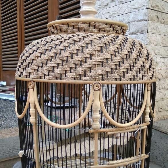 Kandang / Sangkar Rotan Mataraman Jeruji Hitam Perkutut
