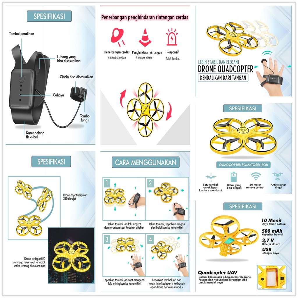 [TOKO BEST SHOP]DRONE QUADCOPTER HAND SENSE UAV WATCH REMOTE CONTROL/E58 DAN A88 FOLDING DRONE