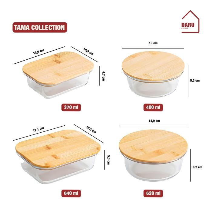 

DARUTAMA - Food Container Bamboo Lid Cover / Lunchbox tutup kayu / Kotak Makan Kaca