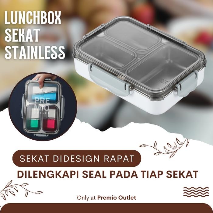 

PREMIO Kotak Bekal Makan Lunch Box Stainless Anti Tumpah BPA Free