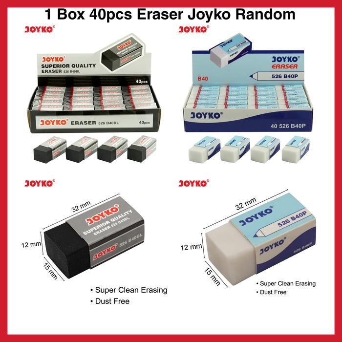 

PENGHAPUS PENSIL JOYKO 526 B40BL/520 B40P PENGHAPUS MURAH ISI 40PCS