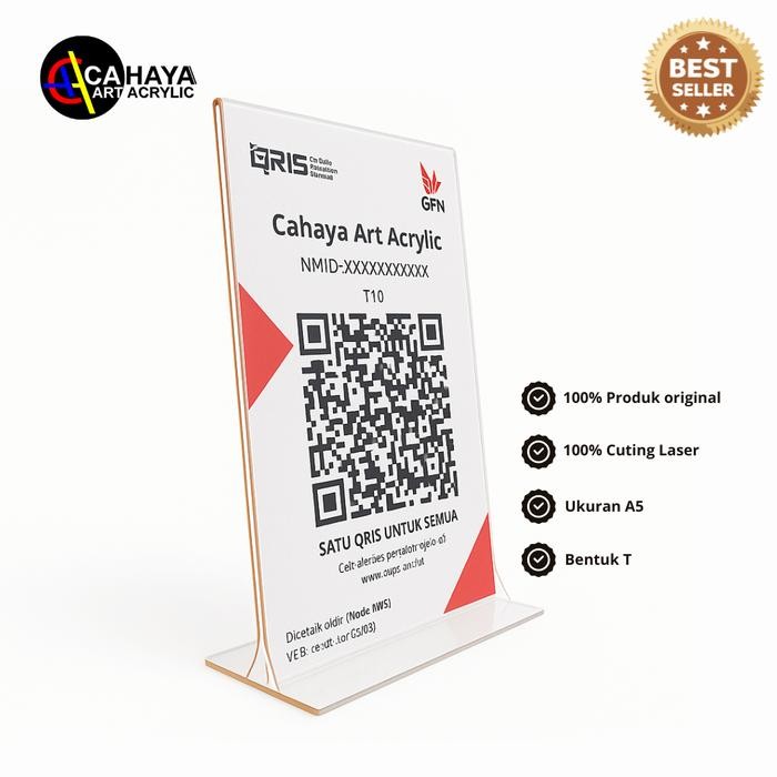 

AKRILIK TEMPAT QRIS/BARCODE UKURAN A5 2MM BENTUK T DAN L TENT HOLDER BROSUR AKRILIK