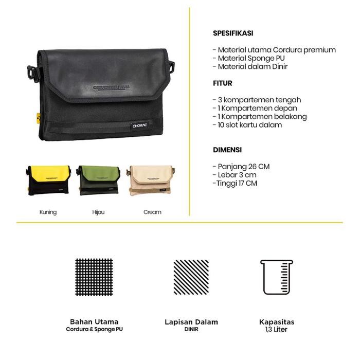 Choral Meza Handbag Slingbag Unisex Tas Pria Tas Tangan Tas Selempang Tas Pria Wanita Tas Anti Air