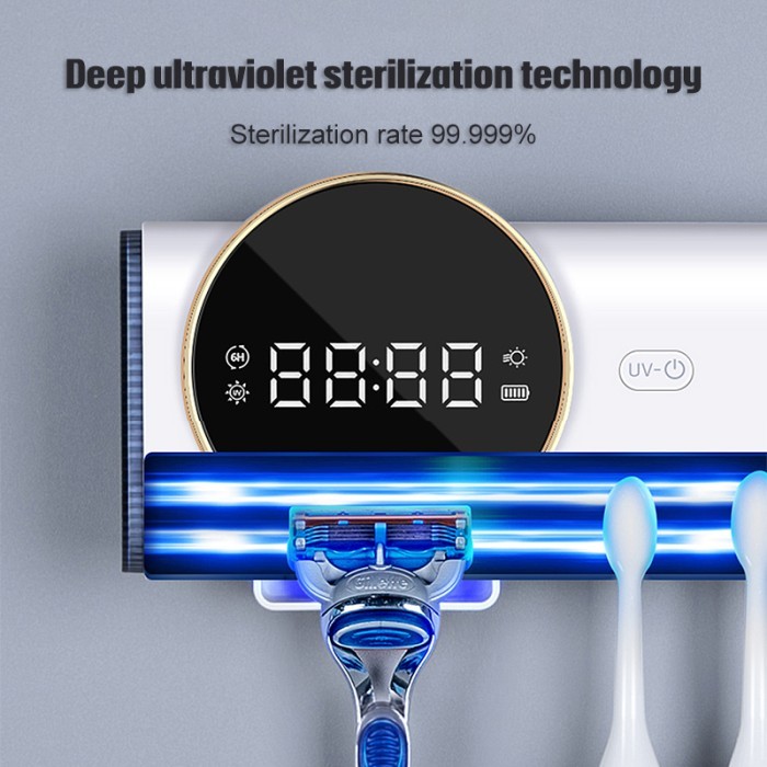 Wall-Mounted Uv Toothbrush Holder Razor Rack Toothbrush Sterilizer